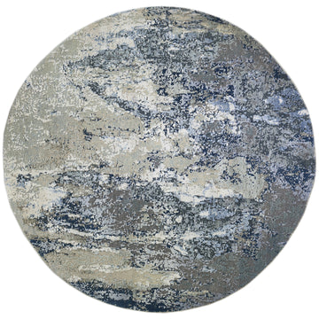 Modern Wool & Silk Grey Handknotted Rug