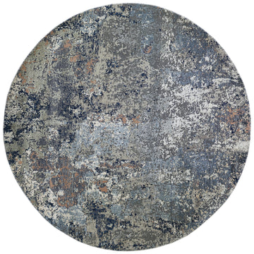 Modern Wool & Silk Grey Handknotted Rug