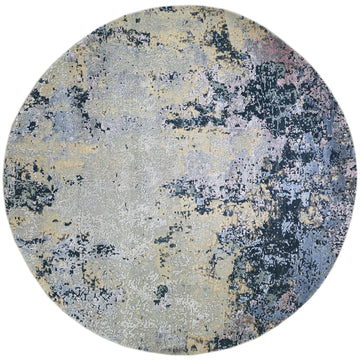 Modern Wool & Silk Grey Handknotted Rug