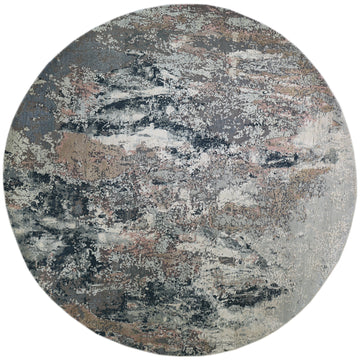 Modern Wool & Silk Grey Handknotted Rug