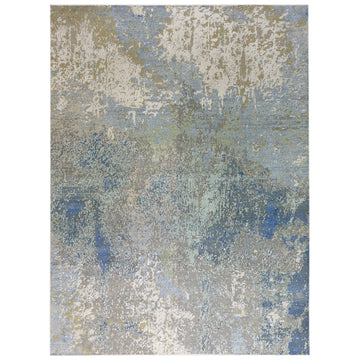Modern Wool & Silk Grey Handknotted Rug