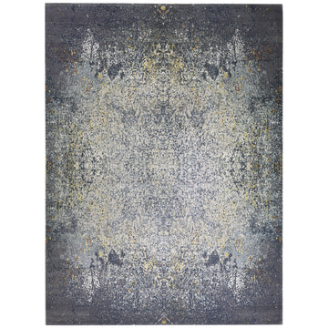 Modern Wool & Silk Grey Handknotted Rug