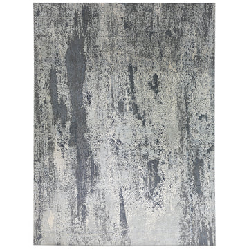 Modern Wool & Silk Grey Handknotted Rug