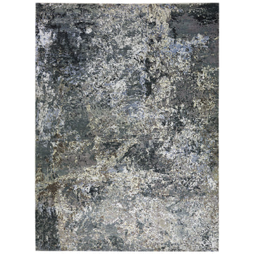 Modern Wool & Silk Grey Handknotted Rug