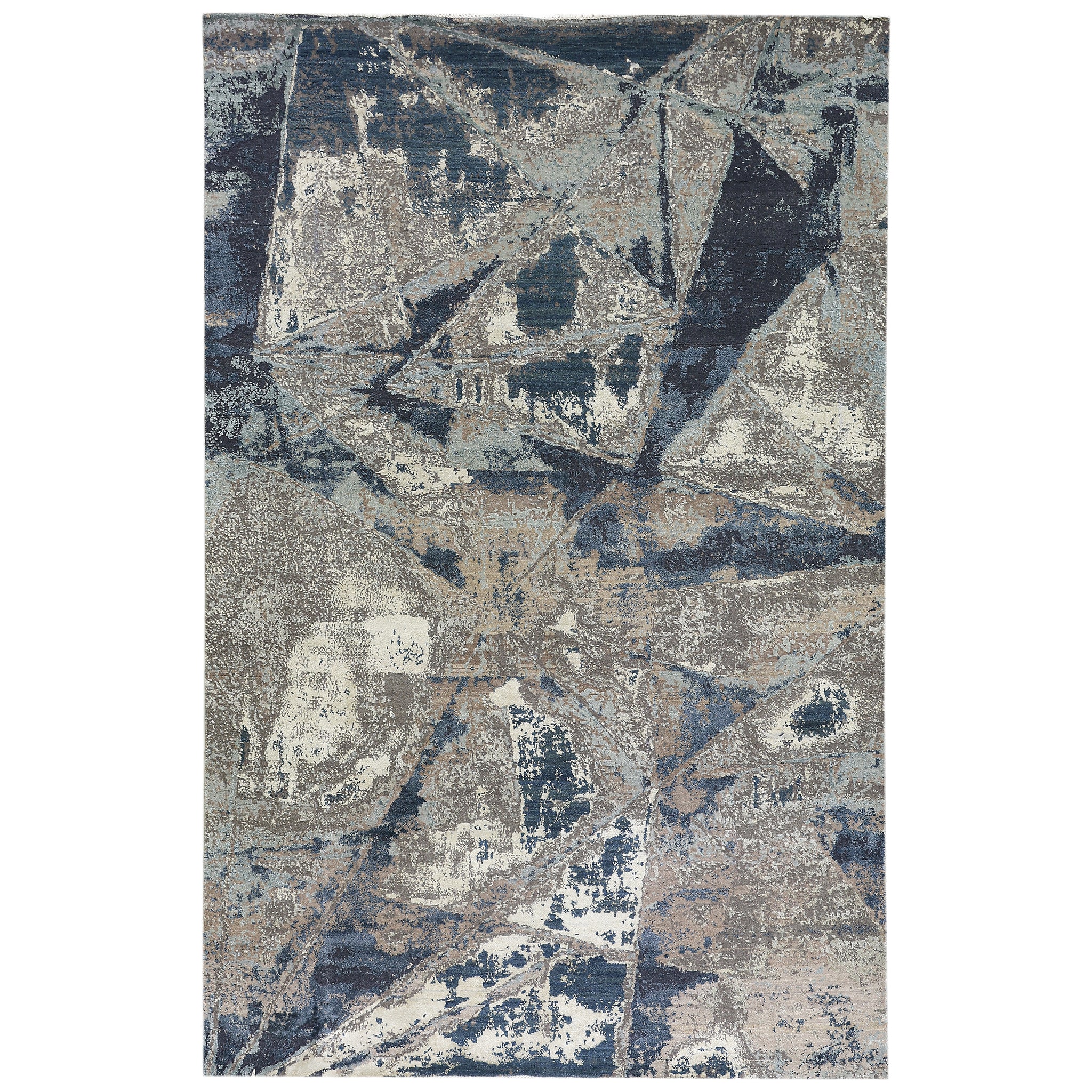 Modern Wool & Silk Grey Handknotted Rug