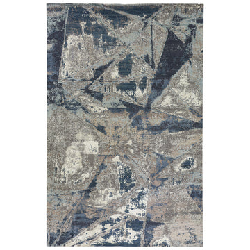 Modern Wool & Silk Grey Handknotted Rug