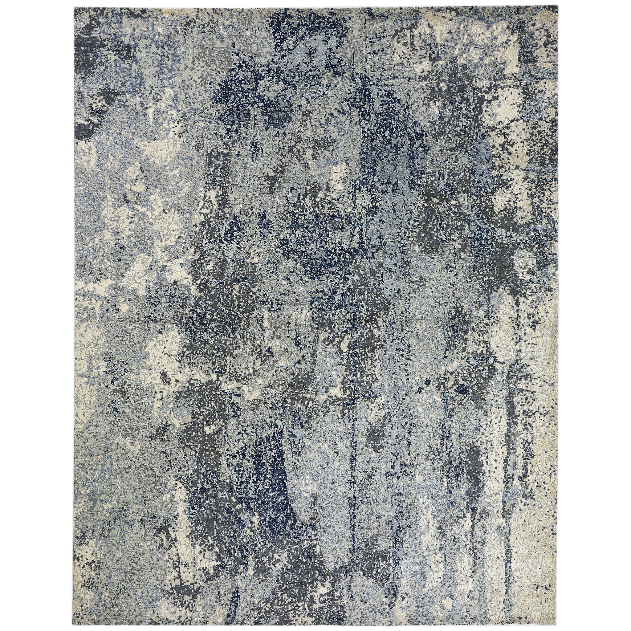 Modern Wool & Silk Grey Handknotted Rug