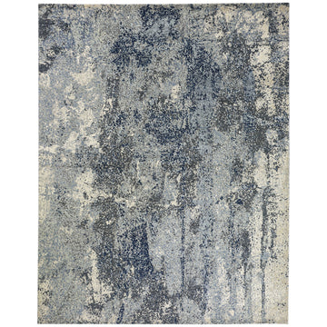 Modern Wool & Silk Grey Handknotted Rug