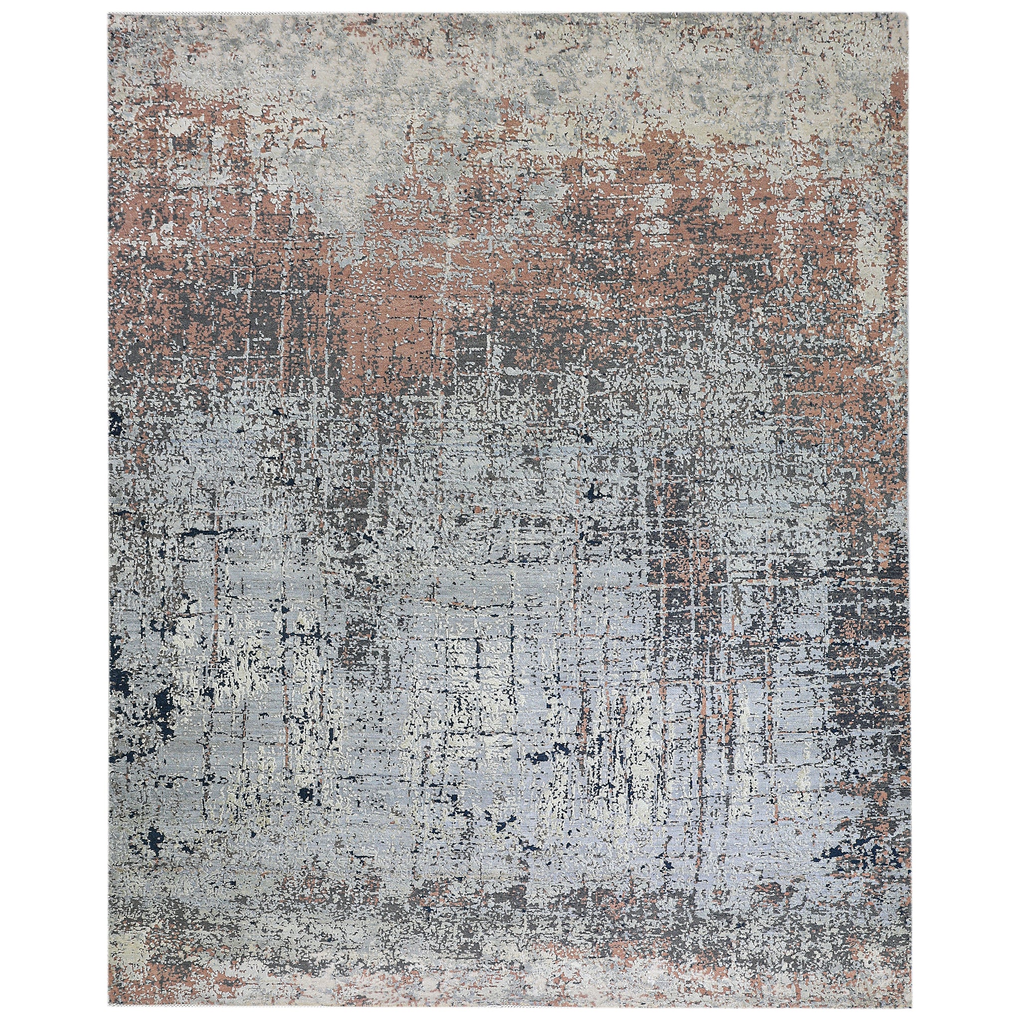 Modern Wool & Silk Grey Handknotted Rug