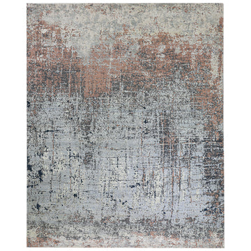 Modern Wool & Silk Grey Handknotted Rug