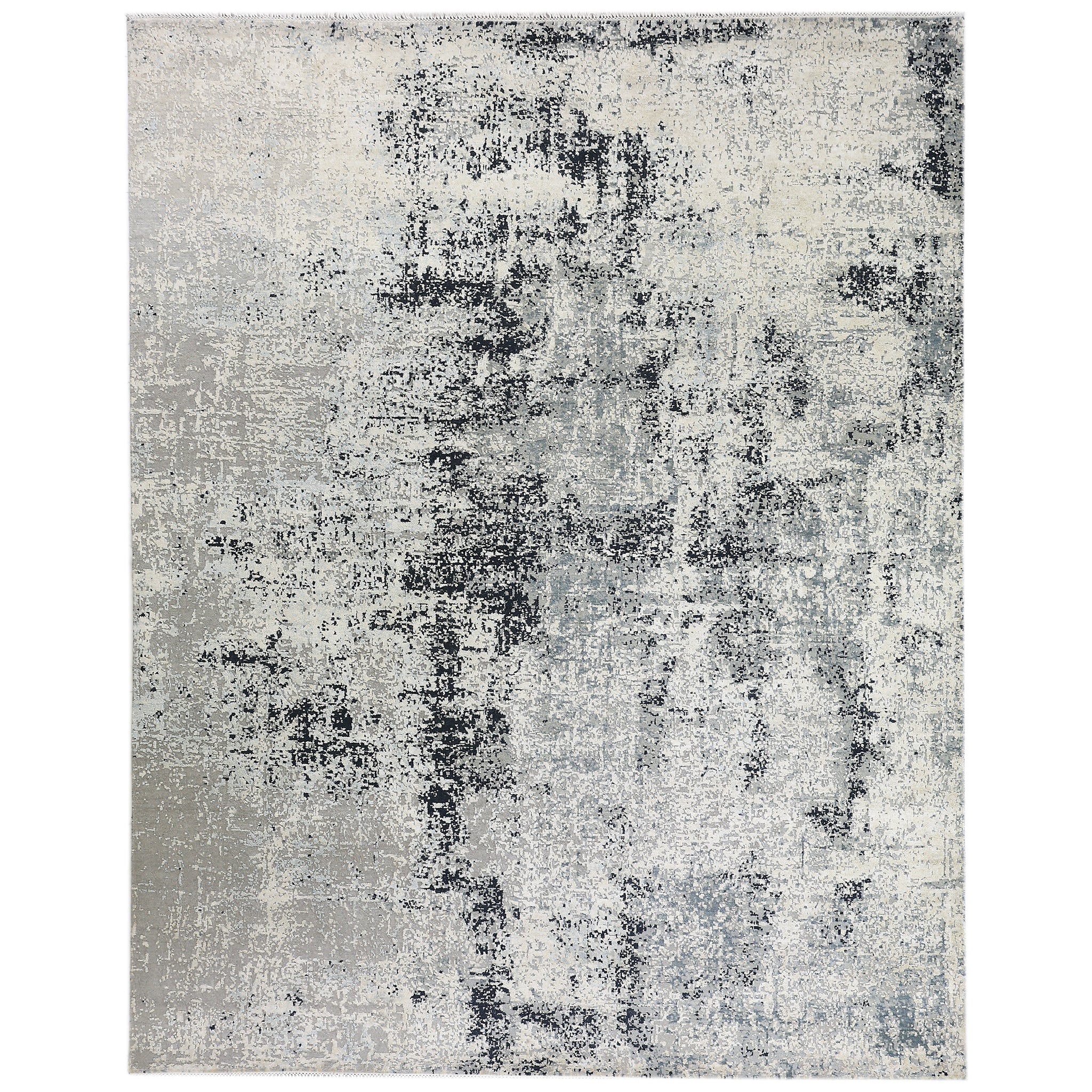 Modern Wool & Silk Grey Handknotted Rug