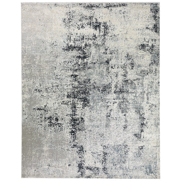 Modern Wool & Silk Grey Handknotted Rug