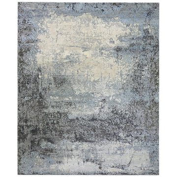 Modern Wool & Silk Grey Handknotted Rug