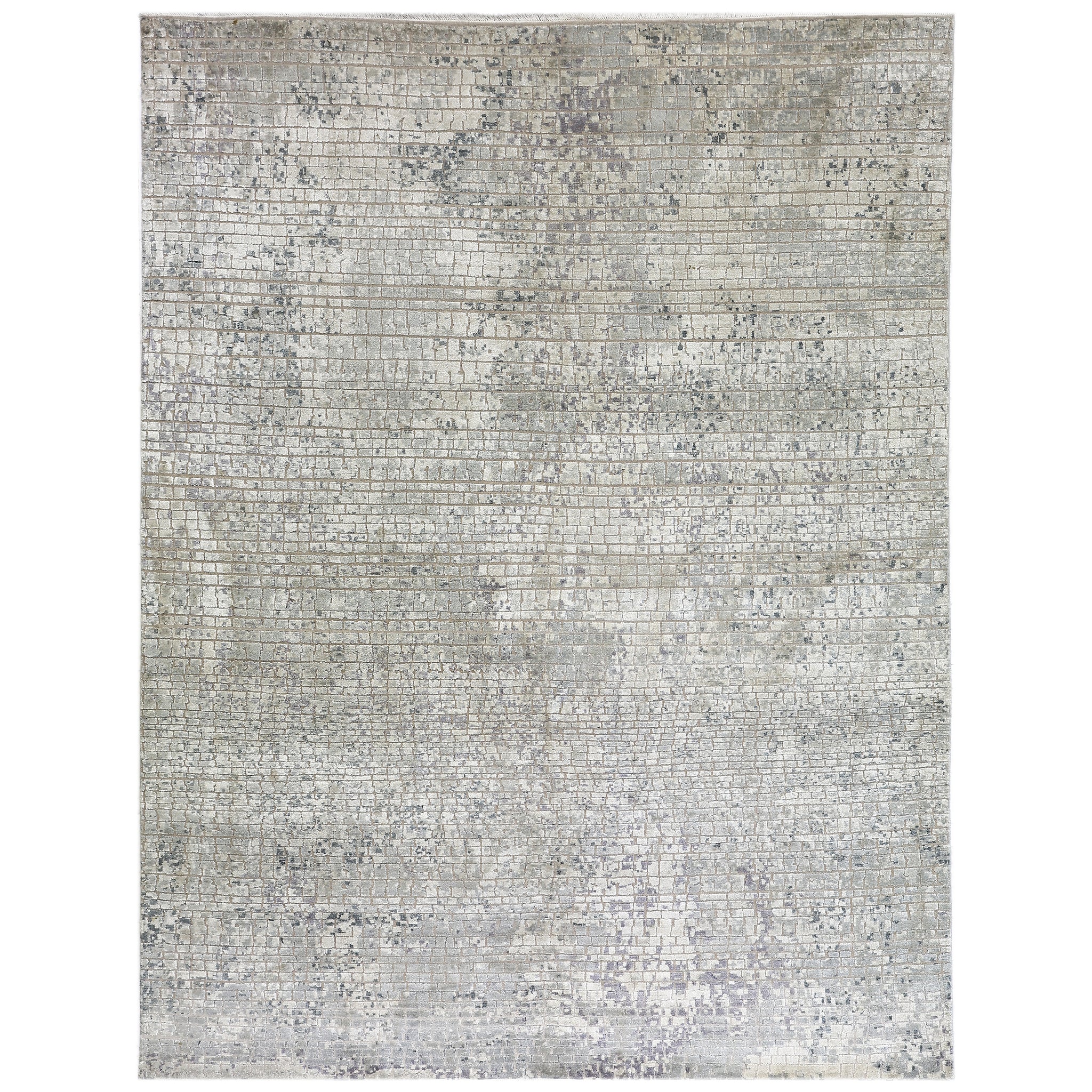 Modern Wool & Silk Grey Handknotted Rug