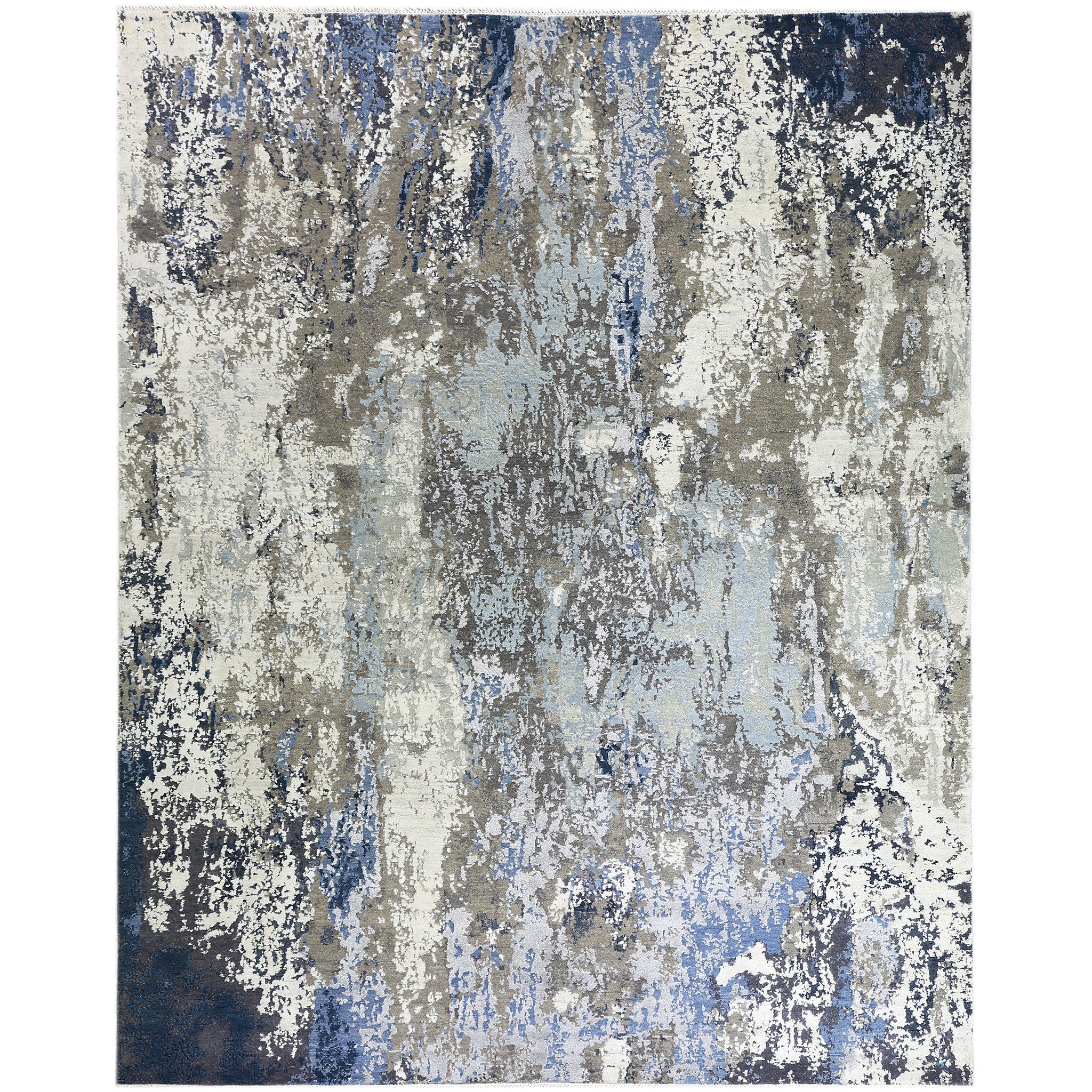Modern Wool & Silk Grey Handknotted Rug