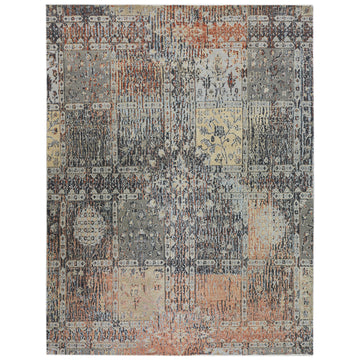 Modern Wool & Silk Grey Handknotted Rug