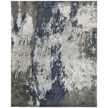 Modern Wool & Silk Grey Handknotted Rug