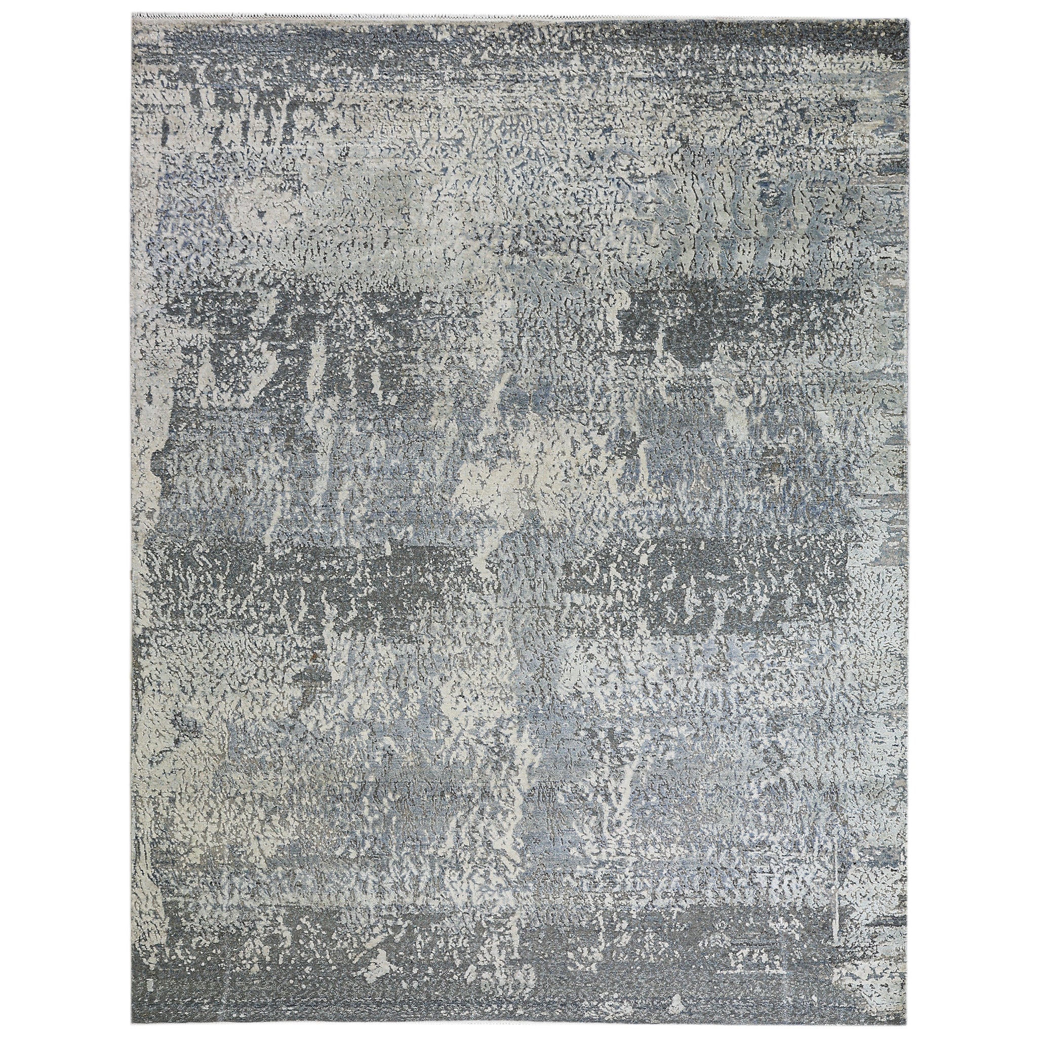Modern Wool & Silk Grey Handknotted Rug