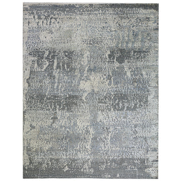 Modern Wool & Silk Grey Handknotted Rug