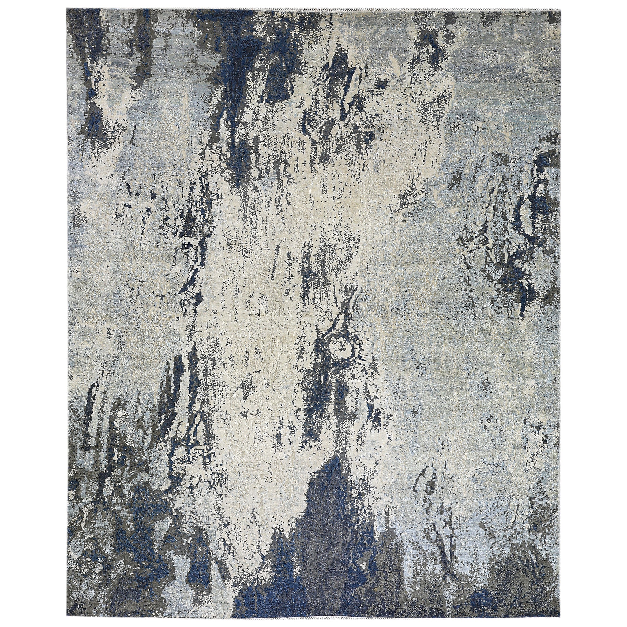 Modern Wool & Silk Grey Handknotted Rug
