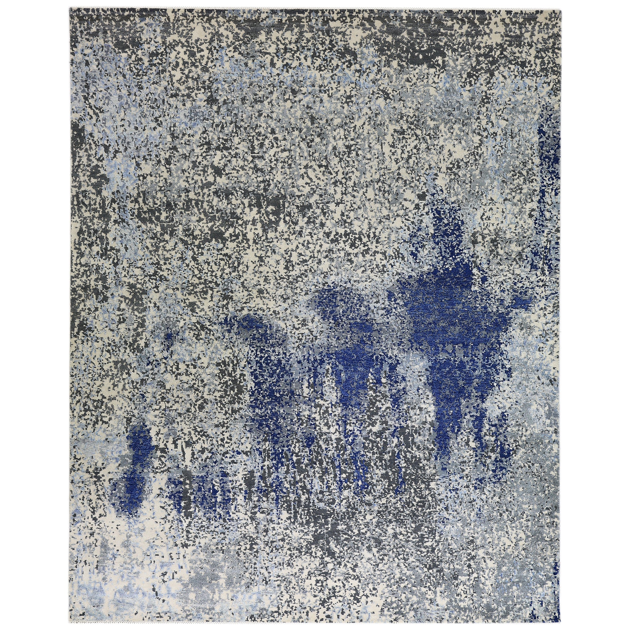 Modern Wool & Silk Grey Handknotted Rug