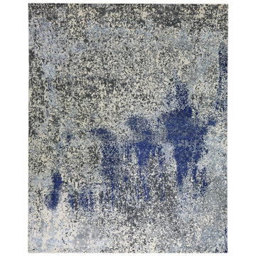 Modern Wool & Silk Grey Handknotted Rug