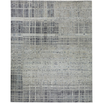 Modern Wool & Silk Grey Handknotted Rug