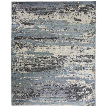 Modern Wool & Silk Grey Handknotted Rug