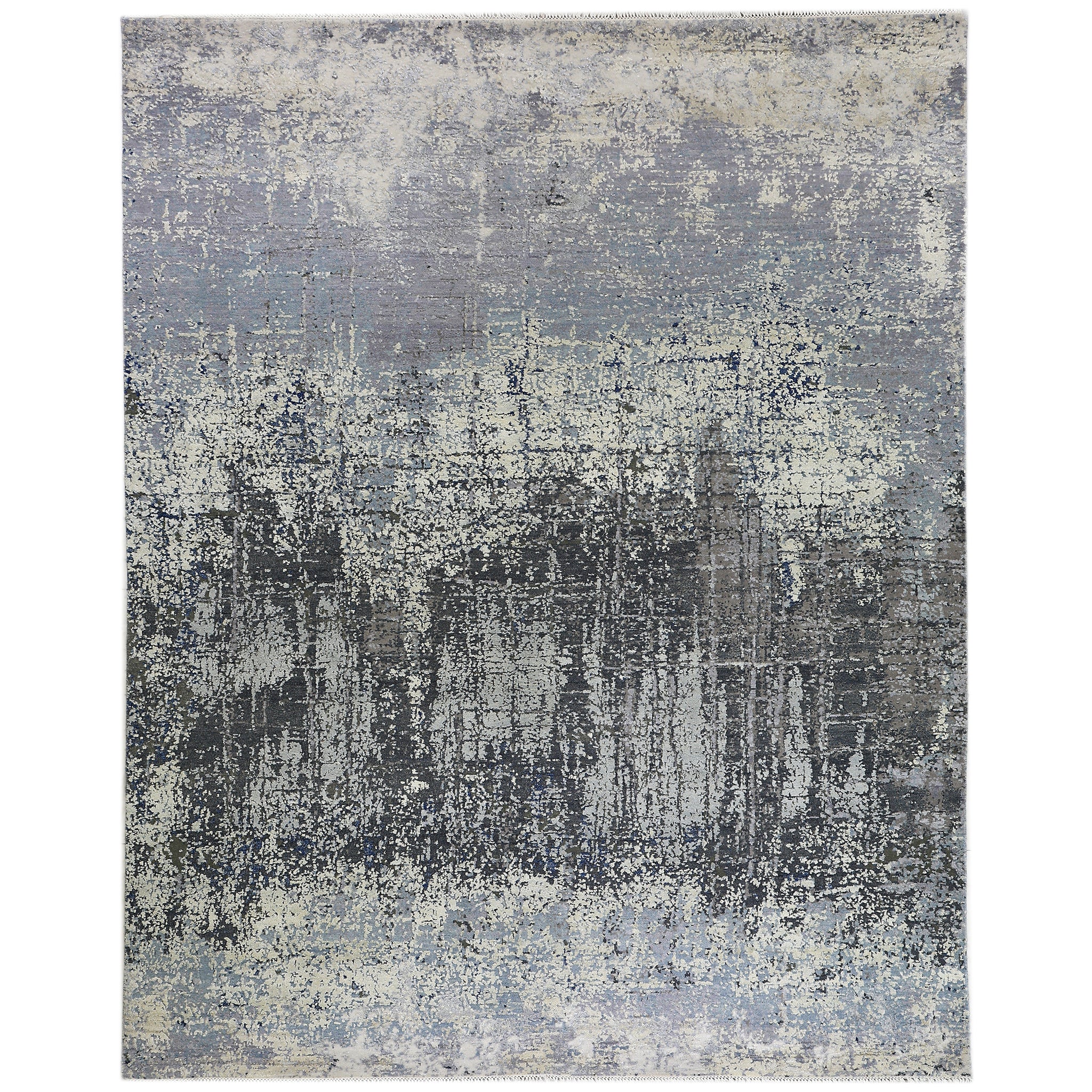 Modern Wool & Silk Grey Handknotted Rug