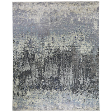 Modern Wool & Silk Grey Handknotted Rug