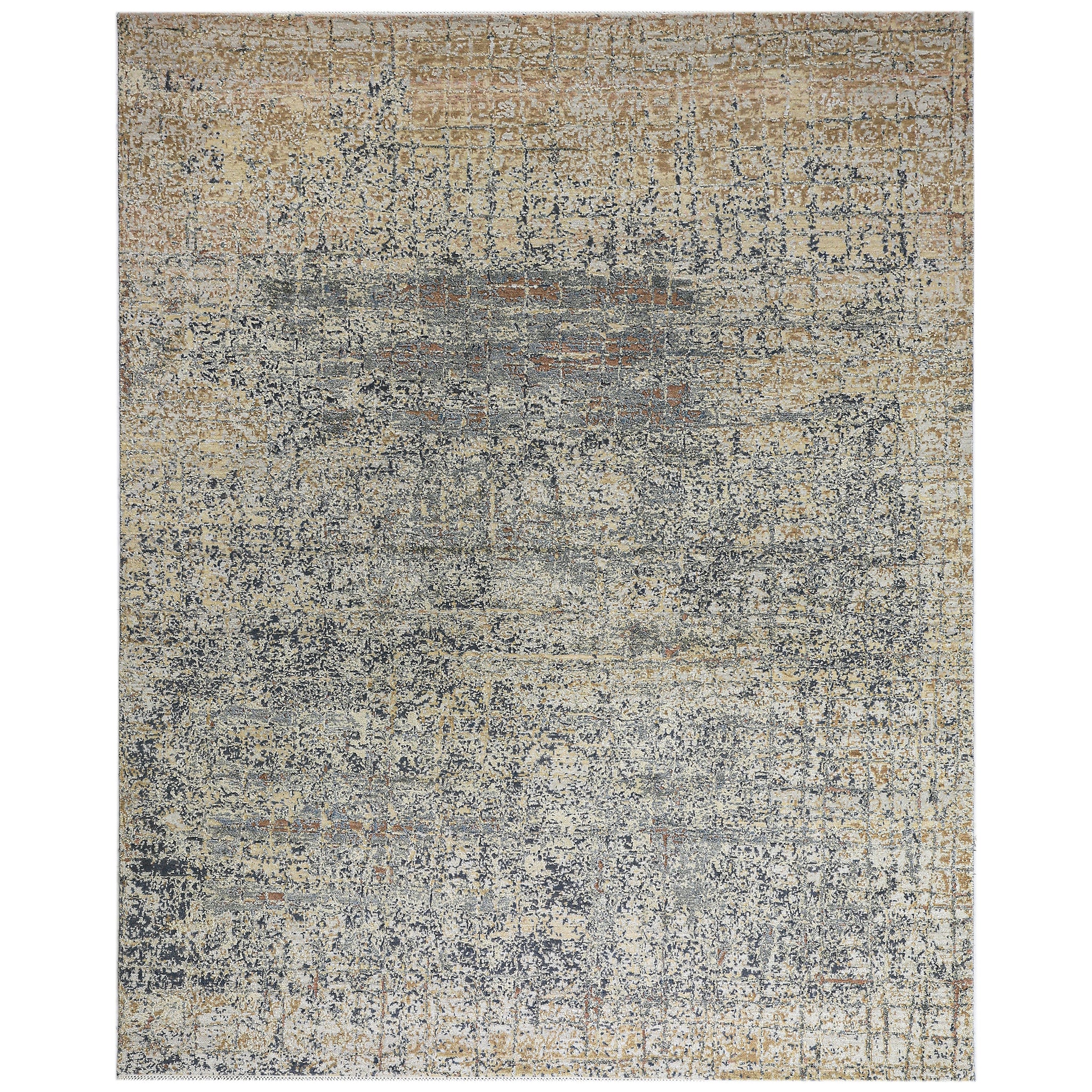 Modern Wool & Silk Grey Handknotted Rug