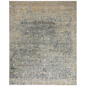 Modern Wool & Silk Grey Handknotted Rug
