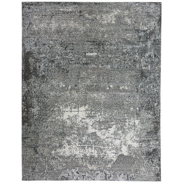 Modern Wool & Silk Grey Handknotted Rug