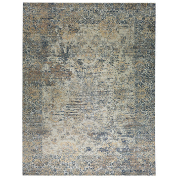 Modern Wool & Silk Grey Handknotted Rug