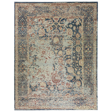 Modern Wool & Silk Grey Handknotted Rug