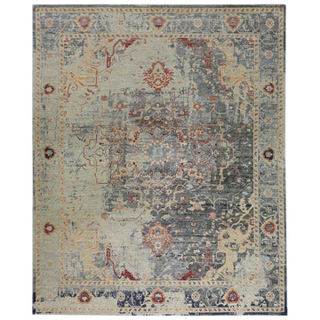 Modern Wool & Silk Grey Handknotted Rug