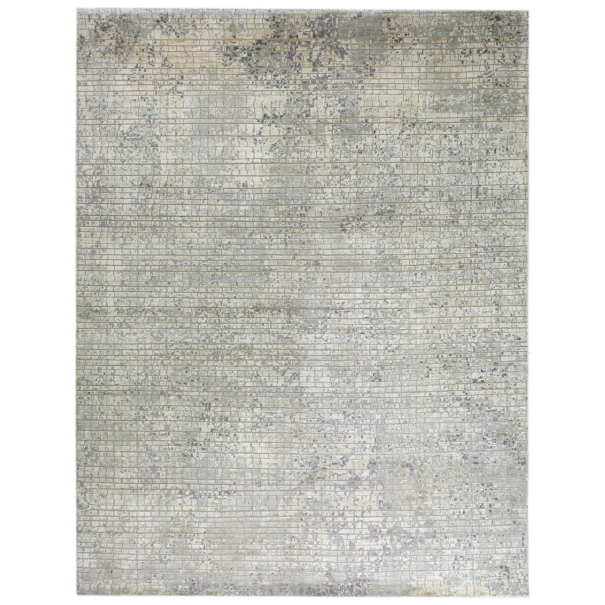 Modern Wool & Silk Grey Handknotted Rug