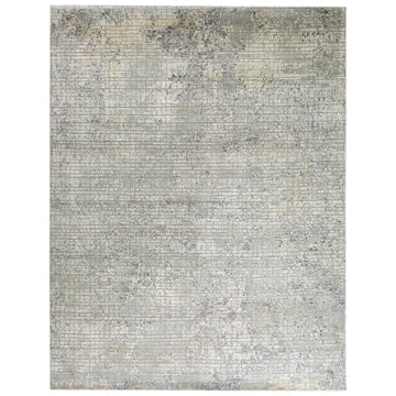 Modern Wool & Silk Grey Handknotted Rug
