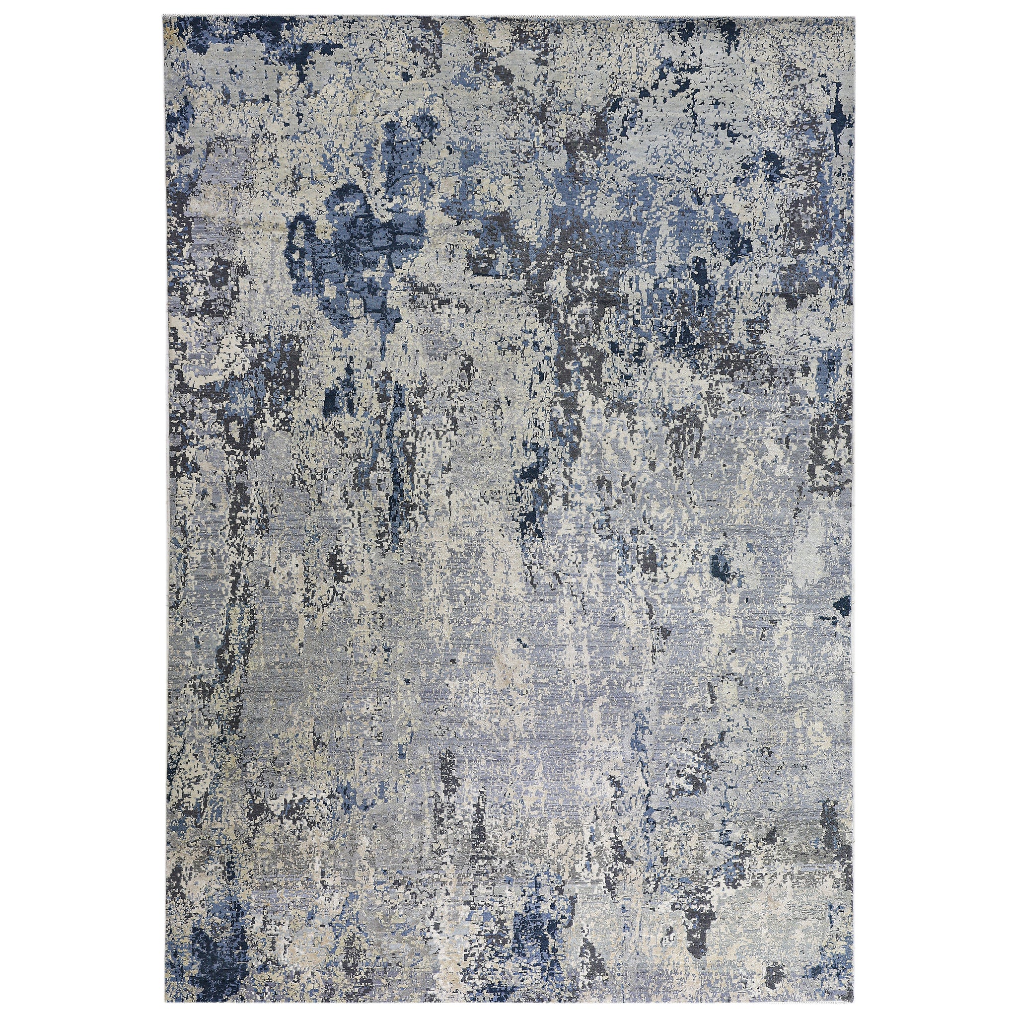 Modern Wool & Silk Grey Handknotted Rug