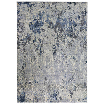 Modern Wool & Silk Grey Handknotted Rug