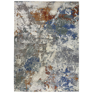 Modern Wool & Silk Grey Handknotted Rug