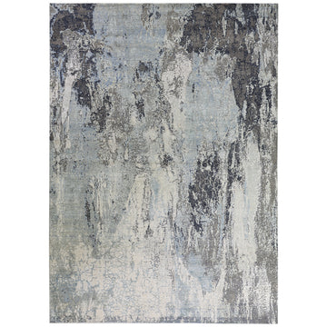 Modern Wool & Silk Grey Handknotted Rug