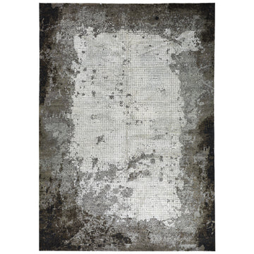 Modern Wool & Silk Grey Handknotted Rug