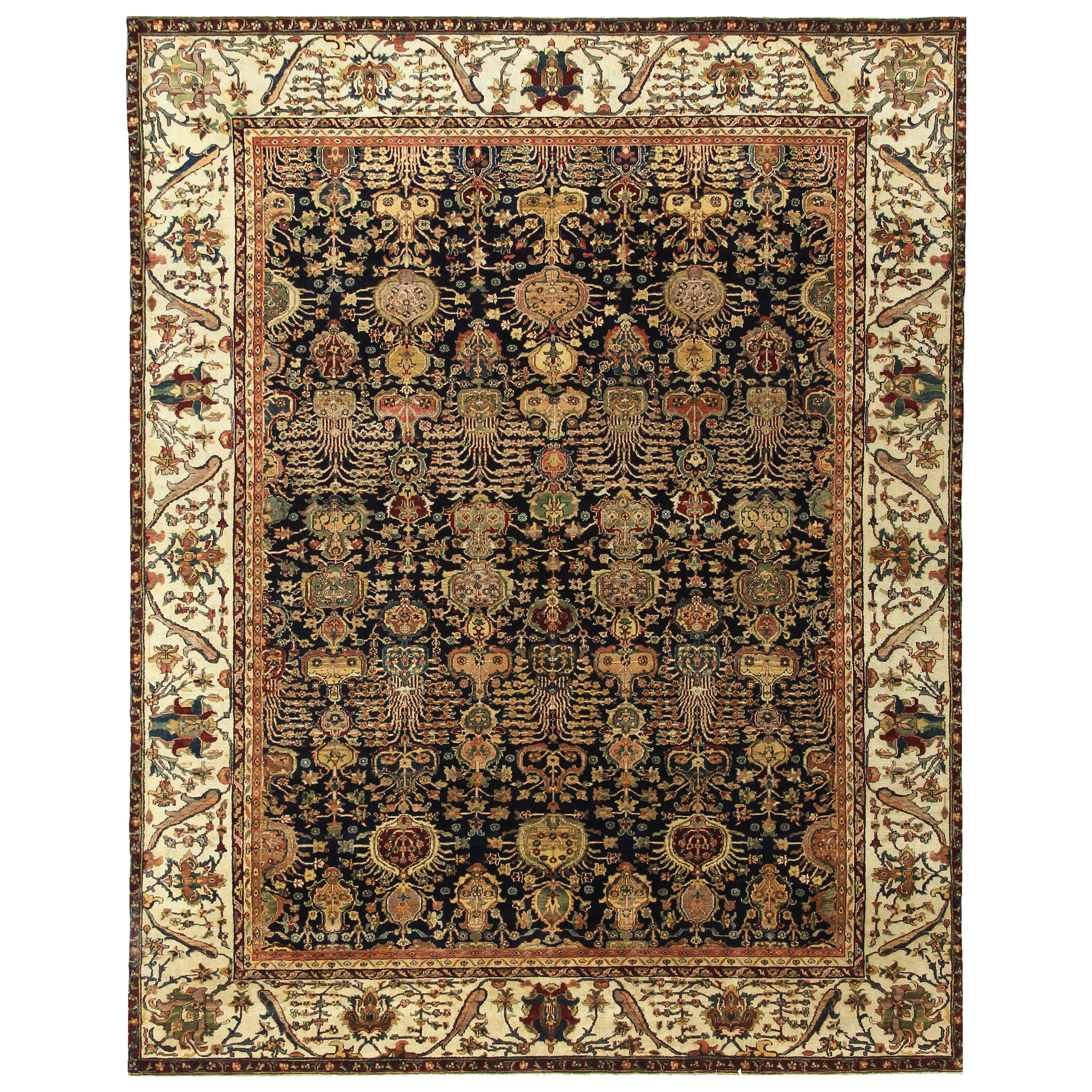 Traditional Wool Black Handknotted Rug