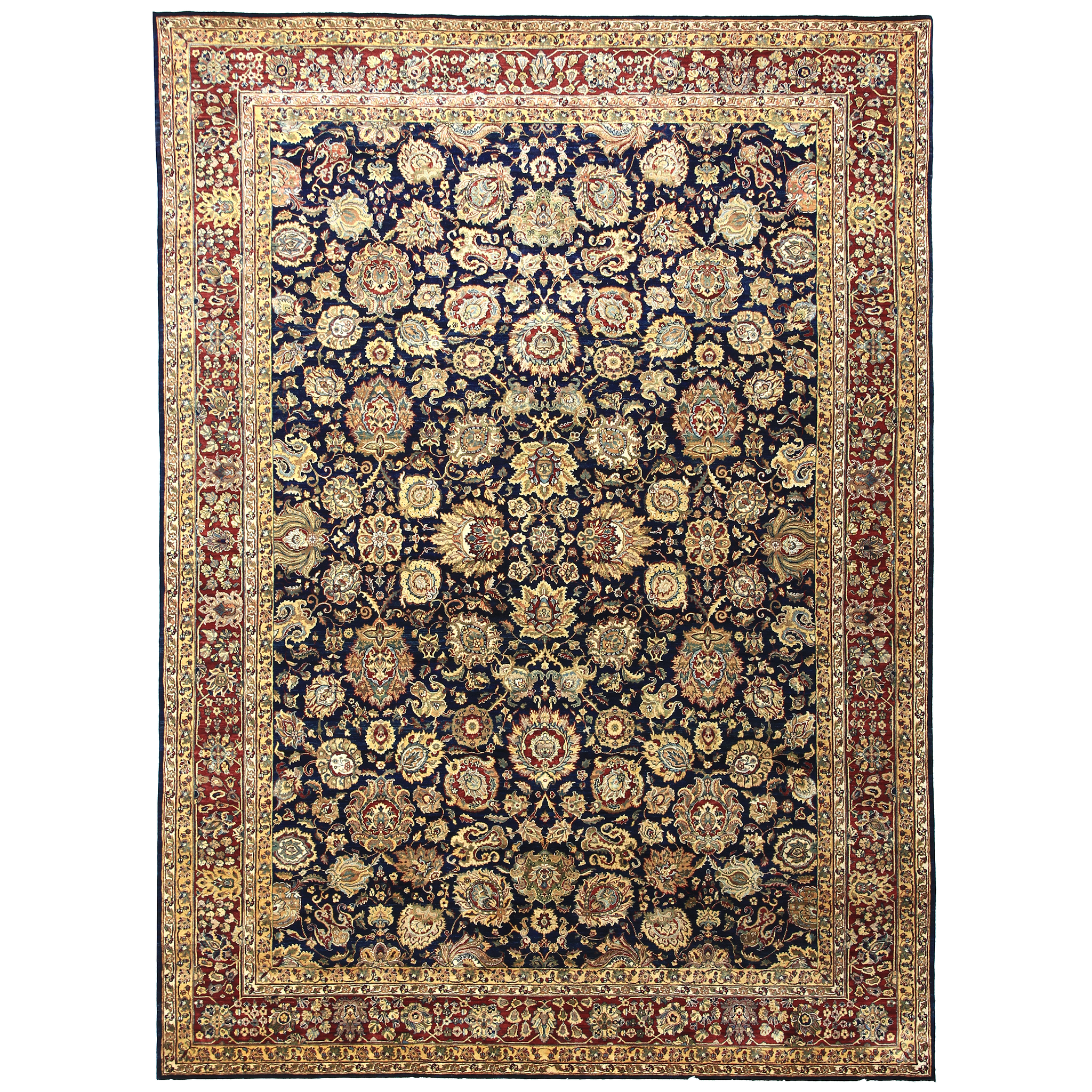 Traditional Wool Dark Blue Handknotted Rug