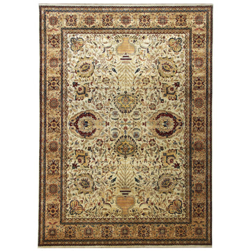 Traditional Wool Cream Handknotted Rug