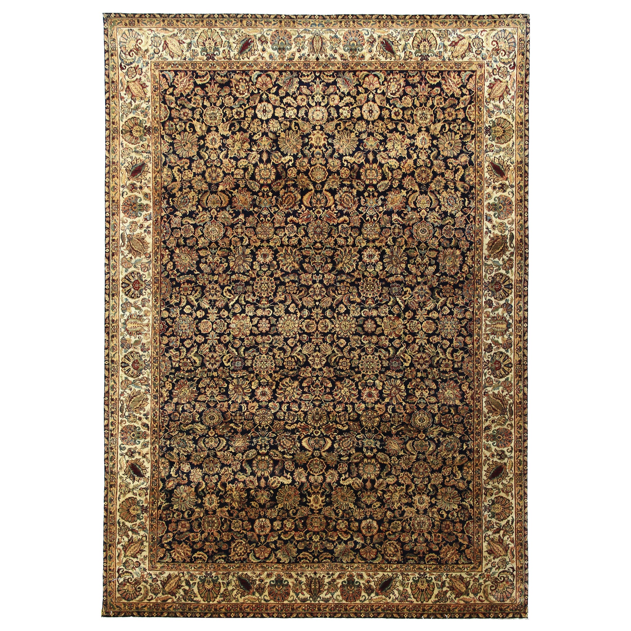 Traditional Wool Dark Blue Handknotted Rug