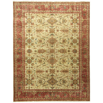 Traditional Wool Cream Handknotted Rug