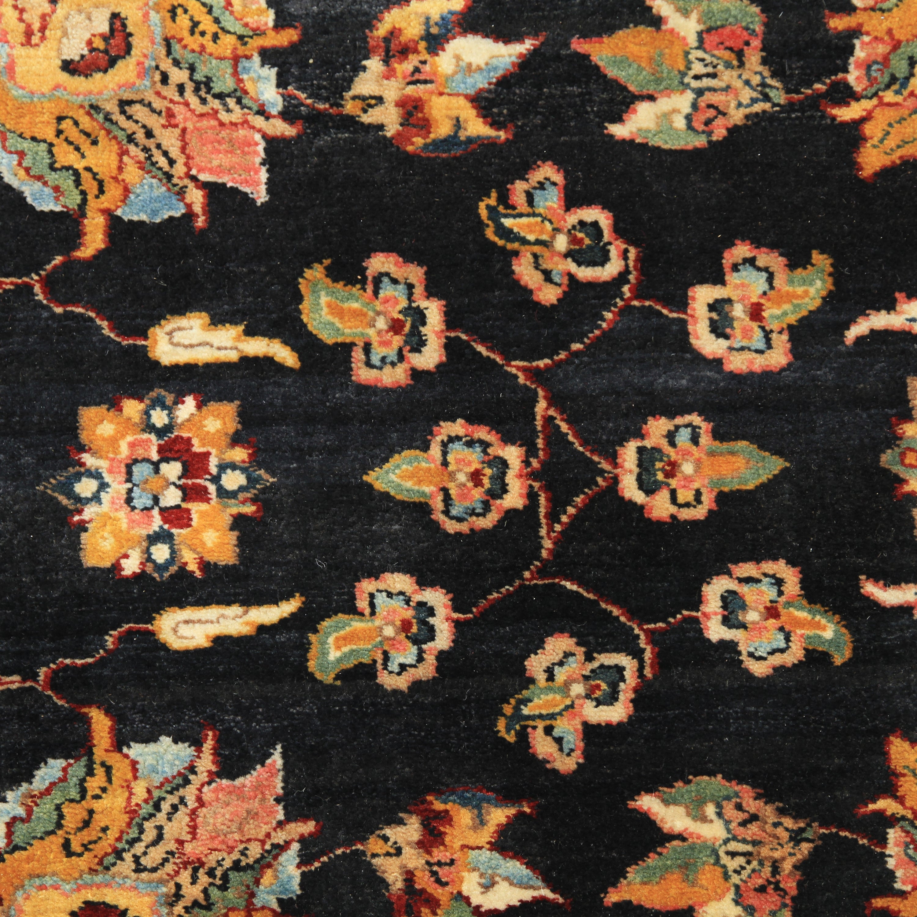 Traditional Wool Black Handknotted Rug