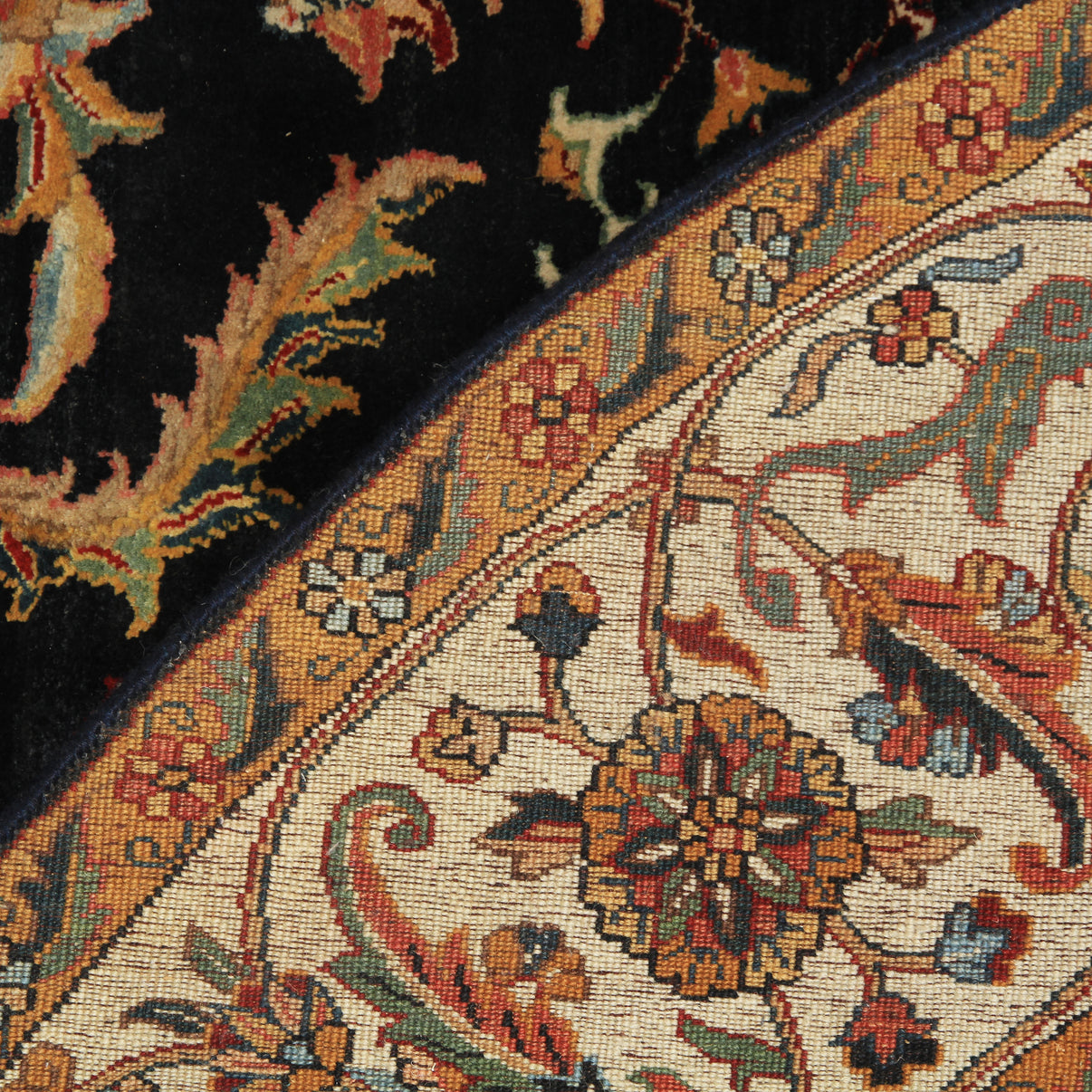 Traditional Wool Black Handknotted Rug